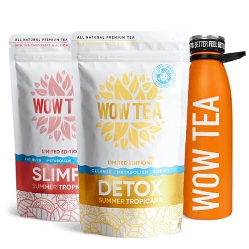 WOW TEA: Sommer Biofit Bundle - Sommer SlimFit & Detox Tropicana Tees mit Orangen Thermoskanne von WOW TEA