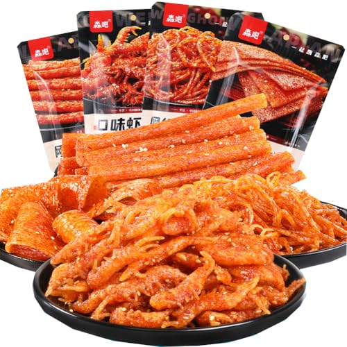 WSYLS Würzig Gewürzte Snacks Latiao Süß Und Würzig Chinesische Würzige Snacks Klassische Hot Strips Fürs Büro Lässiger Snack Vier Packungen（65g×4Packungen） von WSYLS