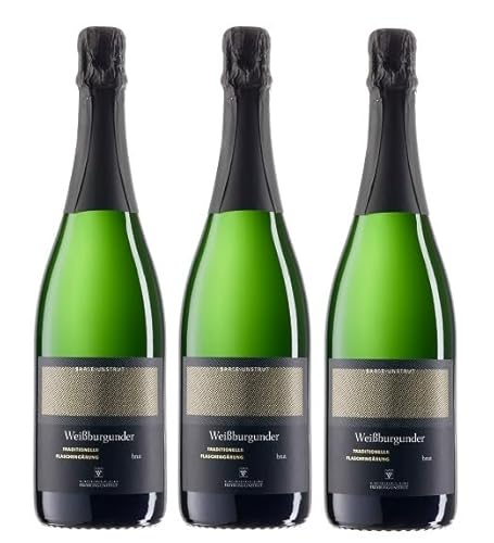 3x 0,75l - 2022er - WV Freyburg-Unstrut - Weißburgunder-Sekt Brut - traditionelle Flaschengärung - Sekt b. A. Saale-Unstrut - Deutschland - Schaumwein brut von WV Freyburg-Unstrut