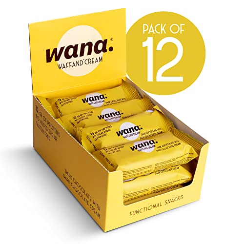 WaNa Protein-Riegel Dunkle Schokolade mit dunkler Schokoladen-Creme-Füllung 1 x 12er Box - Protein Snack mit 30% Eiweiß und nur 0,56 g Zucker pro Eiweißriegel. Der Waffel Riegel - Glutenfrei von WaNa