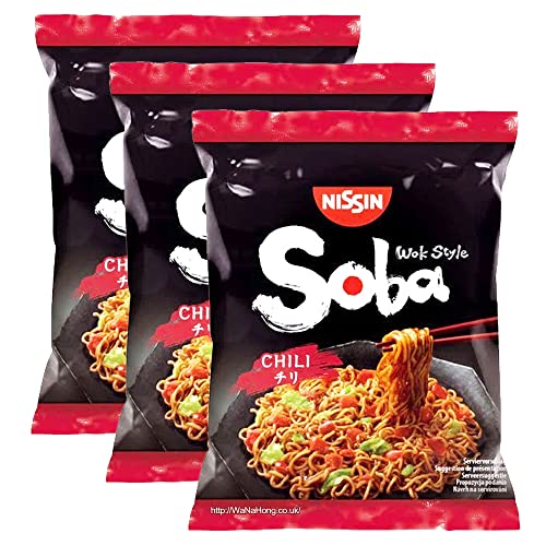 Nissin Soba Gebratene Instant-Nudeln, Yakisoba, 109 g, 9 Portionen, Chili von WaNaHong