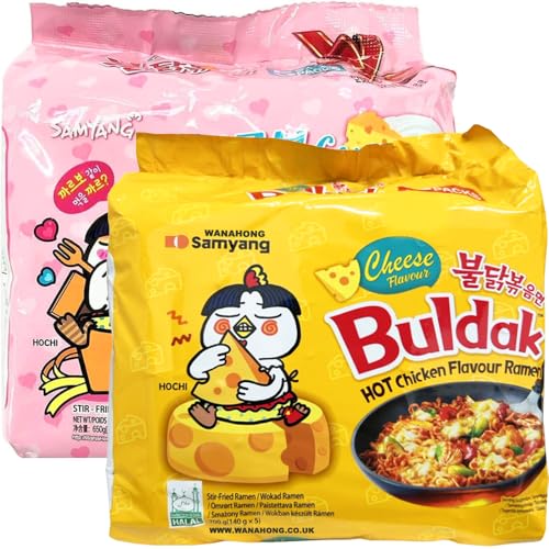 WaNaHong Samyang Hot Spicy Chicken Ramen Nudel Box (Carbonara Flavour 5 Packs & Cheese Flavour 5 Packs) von WaNaHong