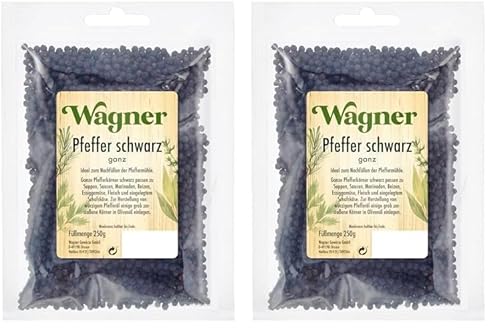 Wagner Gewürze Pfeffer schwarz ganz, 2er Pack (1 x 250 g) von Wagner Gewürze