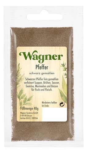Wagner Gewürze - Pfeffer schwarz gemahlen | 40 g im Beutel von Wagner Gewürze