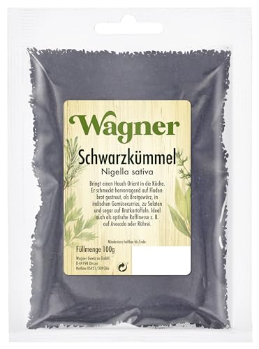 Wagner Gewürze Schwarzkümmel Samen aromatisches Gewürz für Brot, Kartoffeln, Gemüse & Eintöpfe, natürlich & ungemahlen, Schwarzkümmelsamen, 100 g von Wagner Gewürze