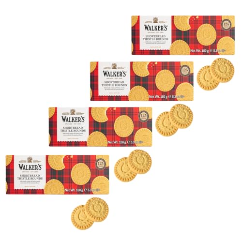 Walkers | Runde schottische Kekse | Mürbeteigbutter und Salz | Traditionelles englisches Butter-Shortbread – 4 Blister von Walkers