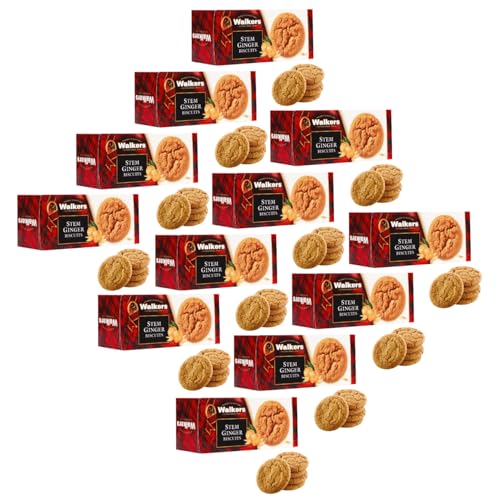 Walkers | Schottische Ingwerkekse | Shortbread aus reiner Butter und Ingwer – 12 Boxen | Englische Keksbutter von Walkers