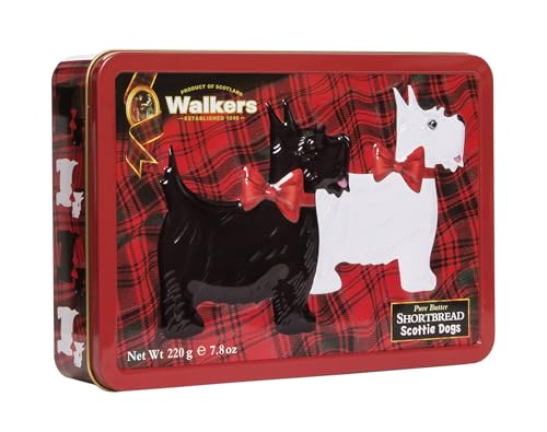 Walkers Shortbread Gebäckdose Scottie Dogs, Reliefdose inklusive Shortbread-Gebäck, 220 g von Walkers