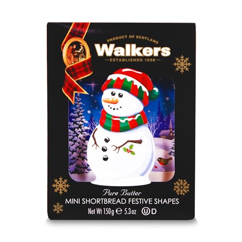 Walkers Shortbread Mini-Geschenkbox, Motiv: Schneemann, festliche Formen, 150 ml von Walkers