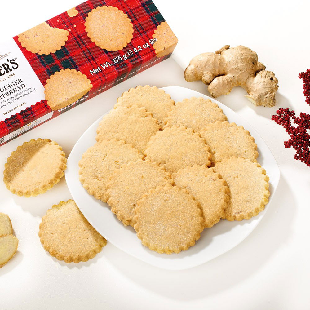 Walkers Shortbread Stem Ginger mit kandierten Ingwerstückchen von Walkers