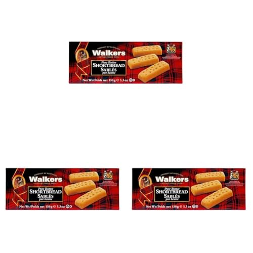 Walkers Traditionelles Schottischem Buttergebäck in Finger-Form, 150g (Packung mit 3) von Walkers