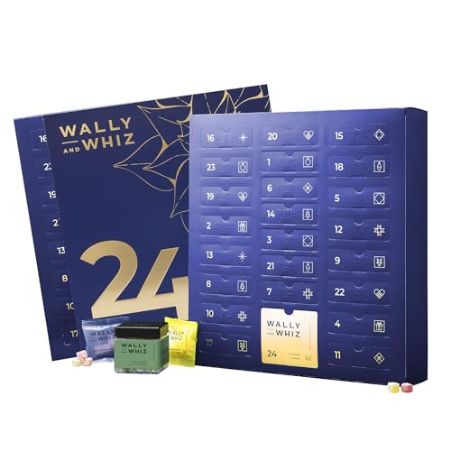 Wally and Whiz Adventskalender 2024, Dänische Gourmet Weingummi, Vegan/Glutenfrei/Allergenfrei, Weihnachtskalender mit 13 Premium Geschmackssorten, für Erwachsene & Kinder, Natürliche Zutaten - 393g von Wally And Whiz