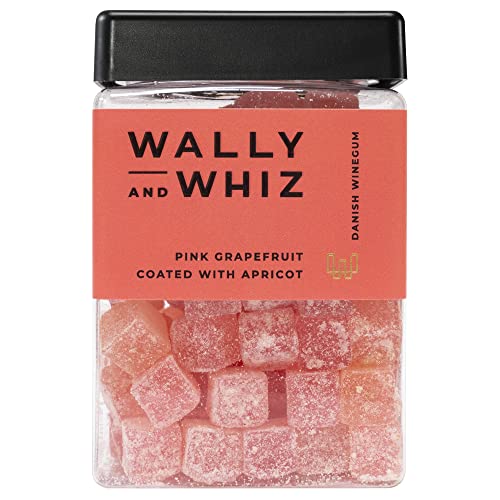 Wally and Whiz - Dänische Gourmet Weingummis - Pink Grapefruit und Aprikosen - Süßigkeiten Fruchtgummis - Tolles Geschenk - Vegane Glutenfrei und Allergenfrei - Natürliche Aromen & Farben 240g von Wally And Whiz