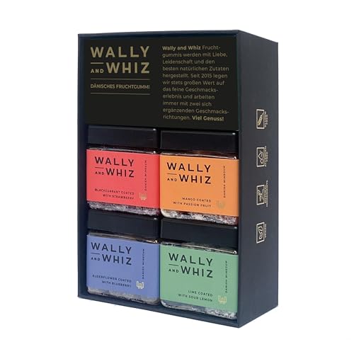 Wally and Whiz – Premium Vegane Weingummi Geschenkbox mit 4 Geschmacksrichtungen – Vegan, Glutenfrei, Allergenfrei – Dänische Süßigkeiten – Gourmet-Geschenk für Veganer – Natürliche Zutaten – 560 g von Wally And Whiz