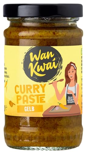 Wan Kwai Gelbe Thai Curry Paste 110g – Intensiv-würziger Geschmack mit Knoblauch und Zitronengras. Mildste Sorte, ideal für vielfältige Currygerichte. von Wan Kwai