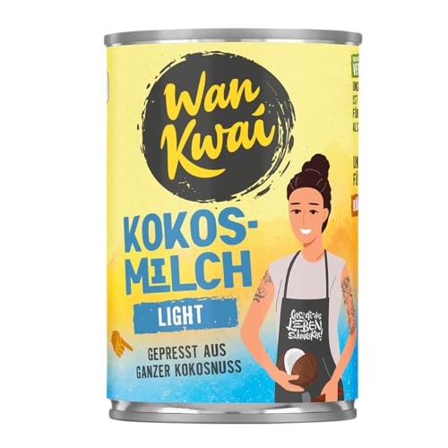 Wan Kwai Kokosmilch, light aus gepresstem Kokosfleisch und Wasser, 6er Pack (6 x 400 ml Dose) von Wan Kwai