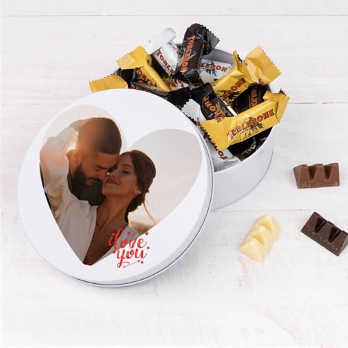 Wanapix | Blechdose mit Schokolade | Personalisierte Mit Bild und Text | Mit Toblerone | Originelles Geschenk zum Valentinstag | 5x12 cm (850 ml) - Pärchen von Wanapix