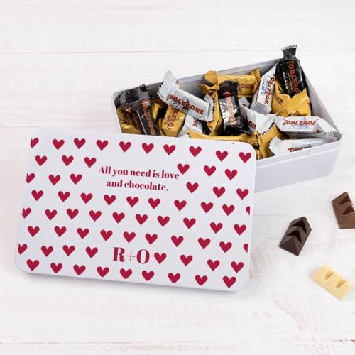 Wanapix | Blechdose mit Schokolade Personalisierte | Mit Toblerone | Originelles Geschenk zum Valentinstag| 21x13x5 cm (1200 ml) - Love von Wanapix