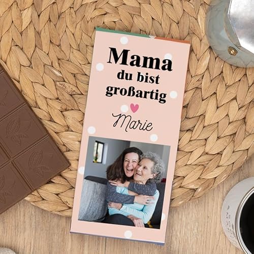 Wanapix | Individuell Gestaltete Schokoladentafel | Muttertagsgeschenk | 100g | Milchschokolade | Mama du bist toll von Wanapix