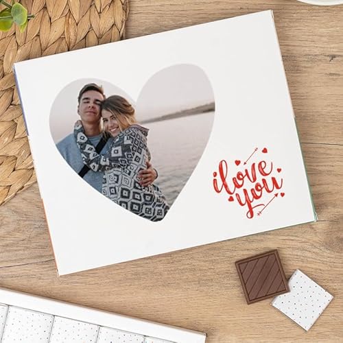 Wanapix | Personalisierte Pralinenschachtel mit Foto und Text | 20 Pralinen Milchschokolade | Pralinen Geschenk | Valentinstag | Jahrestag von Wanapix