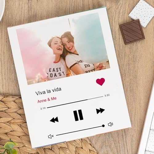 Wanapix | Personalisierte Pralinenschachtel mit Foto und Text | 20 Pralinen Milchschokolade | Pralinen Geschenk | Valentinstag | Lied von Wanapix