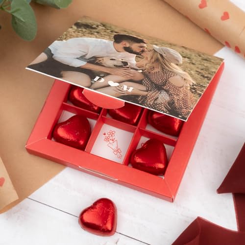 Wanapix | Personalisierte Schokoladel mit Foto und Text | 9 Pralinen Herzform | Schachtel mit Herzpralinen | Originelles Geschenk Valentinstag | Bild Liebhaber von Wanapix