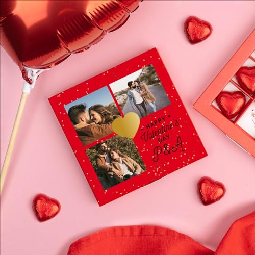 Wanapix | Personalisierte Schokoladel mit Foto und Text | 9 Pralinen Herzform | Schachtel mit Herzpralinen | Originelles Geschenk Valentinstag | Liebhaber von Wanapix