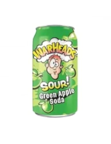 · CANDYBOX · Warheads Sour Beverage Kohlensäurehaltiges Soda aus den USA Aromen von Amerika Fruchtige Aromen inspiriert von sauren Bonbons in einer grünen Apfeldose 355 ml von Warheads