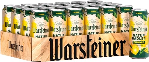 Warsteiner Naturradler Zitrone mit 2% Alkohol, naturtrübes Radler, Dosenbier EINWEG (24 x 0.5 L Dose) von Warsteiner