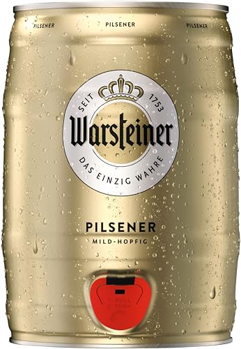 Warsteiner Premium Pilsener 5 L Bierfass mit Zapfhahn, mild süffiges Pils im Partyfass, Pfandfrei (1 x 5 l Partyfass) von Warsteiner