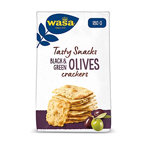 Wasa Delicate Cracker Black and Green Olives – Knusperleichte Cracker mit Oliven – 5er Pack (5 x 150g) von Wasa