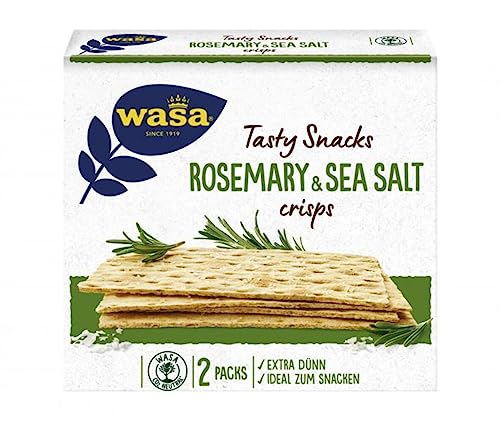 Wasa Delicate Crisp Rosemary & Sea Salt – Besonders dünnes Knäckebrot mit Rosmarin und Meersalz – 5er Pack (5 x 190 g) von Wasa