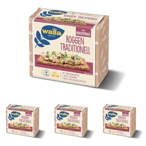 Wasa Knäckebrot Roggen Traditionell, 235 g (Packung mit 4) von Wasa