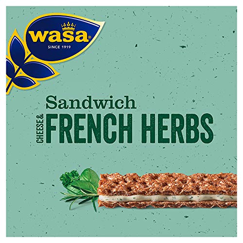 Wasa Knäckebrot Sandwich Käse & Feine Kräuter Singlepack, 12er Pack (12 x 30 g) von Wasa