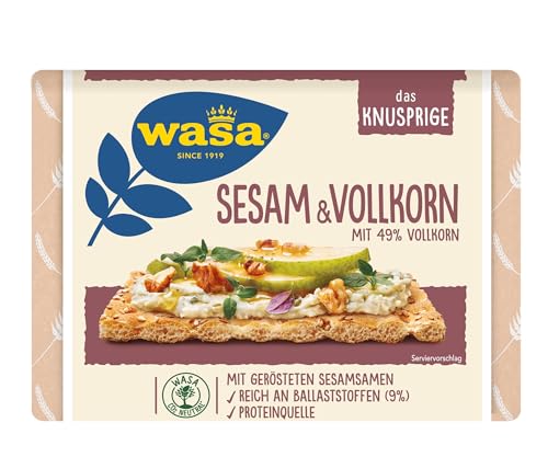 Wasa Knäckebrot Sesam & Vollkorn 12x200g I Geröstete Sesamsamen und nussig aromatischer Geschmack zum Frühstück oder als Snack von Wasa