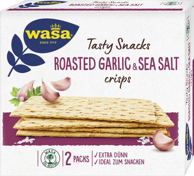 Wasa Knäckebrot Tasty Snacks Crisps Roasted Garlic & Sea Salt von Wasa