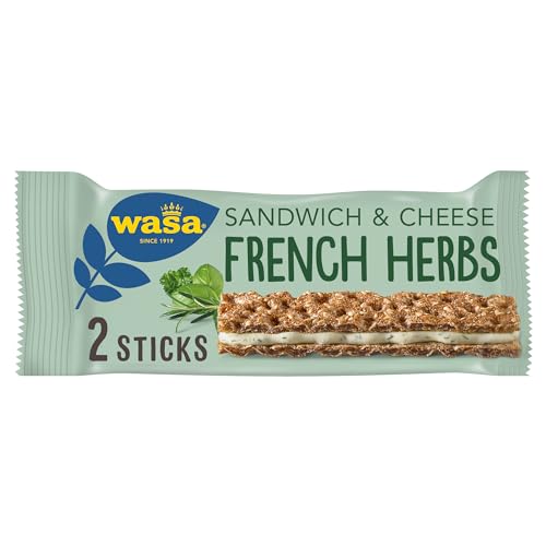 Wasa Sandwich Cheese & French Herbs 24x30g I Knäckebrot-Snack aus Roggenvollkorn mit einer Füllung aus Käse & französischen Kräutern, je 2 Sticks, Perfekt für unterwegs von Wasa