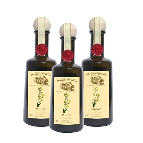 Wasgau Ölmühle - Bio Rapsöl - 3 x 500ml - kaltgepresst, naturbelassen von Wasgau Ölmühle