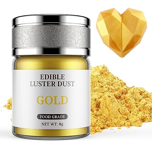 Essbarer Glitzer Gold 8g, Waysroma Lebensmittel Glitzer für Getränke Lebensmittel Glitzerpulver Metallisch für Schokolade, Erdbeeren, Cupcakes, Osterkuchen, Fondant, Getränken, Pralinen von Waysroma