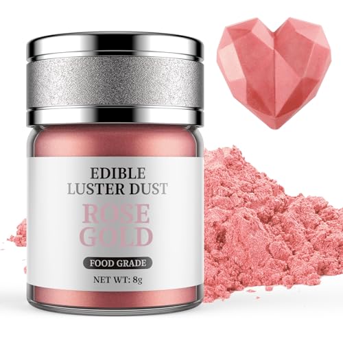 Essbarer Glitzer Roségold 8g, Waysroma Lebensmittel Glitzer für Getränke Lebensmittel Glitzerpulver Metallisch für Schokolade, Erdbeeren, Cupcakes, Osterkuchen, Fondant, Getränken, Pralinen von Waysroma