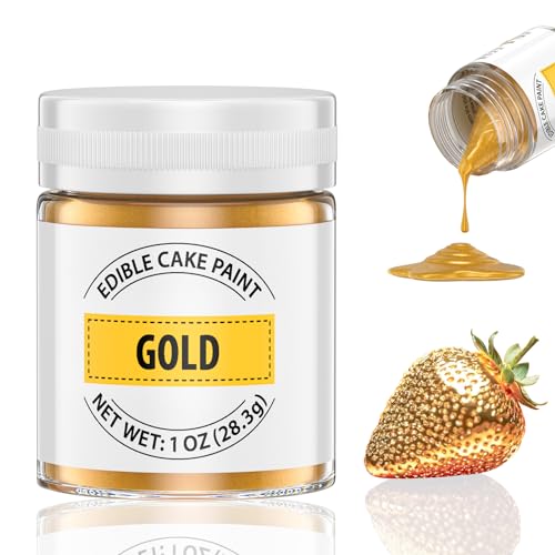 Gold Essbarer Glitzer, 28g Flüssiges Essbares Glitzerpulver für Kuchen - Eskalieren Metallisch Glitzer Paint für Fondant, Schokolade, Kuchendeko, Lebensmittel Glitzer Glitzerpuder für Torten von Waysroma