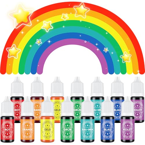 Waysroma Lebensmittelfarbe 14x12ml, hochkonzentriert & zuckerfrei Lebensmittelfarbe Flüssig zum Backen, Osterkuchen, Macaron, Zuckerguss, Fondant, Kekse, Donuts (Regenbogen) von Waysroma