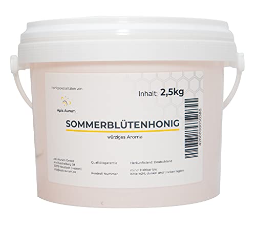 Deutscher Sommerblütenhonig - 2,5kg - Honig aus den Blüten des hessischen Sommers - (14,40 Euro/kg) von Wegmann