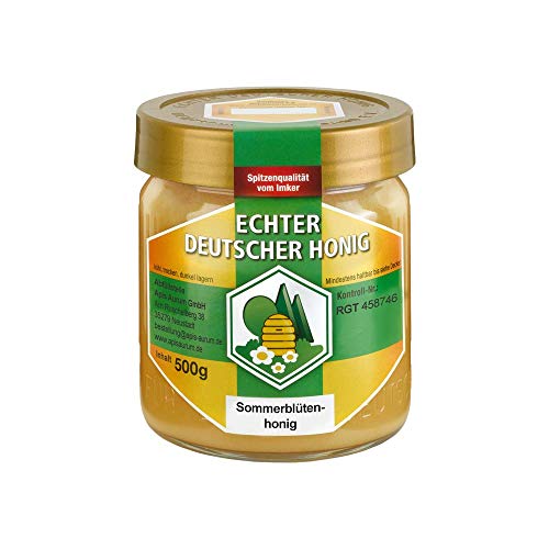 Echter Deutscher Honig im 500g-Glas - Sommerblütenhonig/Sommertracht - ungefiltert, fein gesiebt - Qualität aus Hessen (1 x 500g) von Wegmann