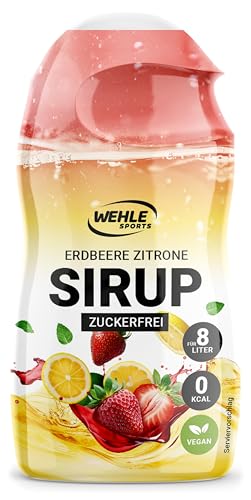 WEHLE Sirup zuckerfrei [ZERO SIRUP] - Zuckerfreier Sirup für Wasser mit Geschmack als Getränk ohne Zucker & und Kalorien - Sugar Free Fitness Getränkesirup zuckerfrei, 65 ML (65ml, Erdbeere Zitrone) von Wehle Sports