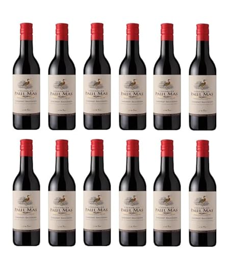 12x 0,187l - 2023er - Vignobles Paul Mas - Cabernet Sauvignon - Kleinflasche - Pays d'Oc I.G.P. - Frankreich - Rotwein trocken von Wein- und Genießerparadies