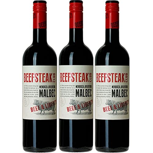 Beefsteak Club Beef & Liberty Malbec Rotwein Wein Trocken Argentinien I Versanel Paket (3 x 0,75l) von Weingut Beefsteak Club