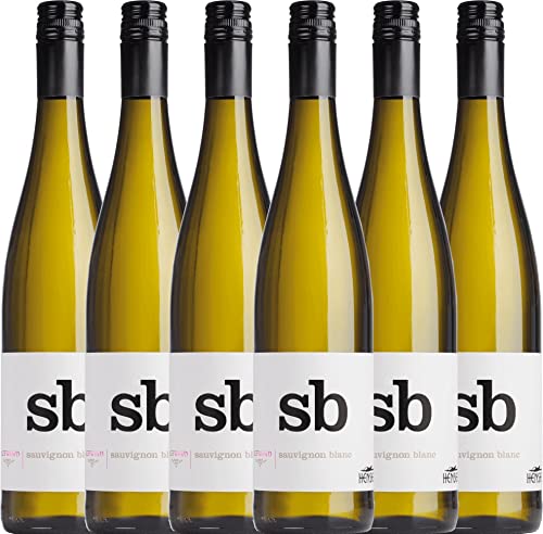 VINELLO 6er Weinpaket Weißwein - Aufwind Sauvignon Blanc 2021 - Thomas Hensel mit einem VINELLO.weinausgießer | 6 x 0,75 Liter von Weingut Hensel