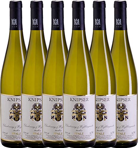 Chardonnay & Weißburgunder von Knipser - Weißwein 6 x 0,75l 2022 VINELLO - 6er - Weinpaket inkl. kostenlosem VINELLO.weinausgießer von Weingut Knipser