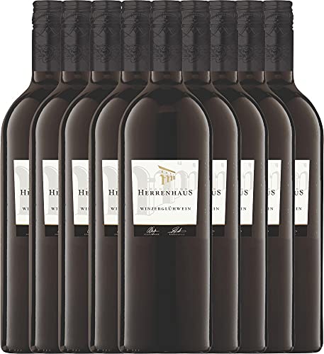 Roter Herrenhaus Winzerglühwein von Lergenmüller - Glühwein 9 x 1,0 l VINELLO - 9er - Weinpaket inkl. kostenlosem VINELLO.weinausgießer von Weingut Lergenmüller